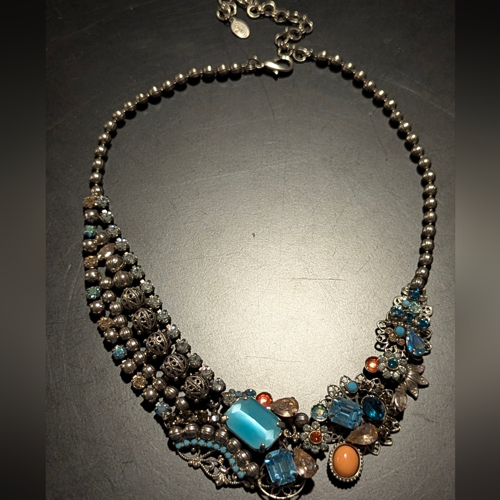 Sorrelli Statement Necklace with Blue and Orange Accents - Picture 7 of 8